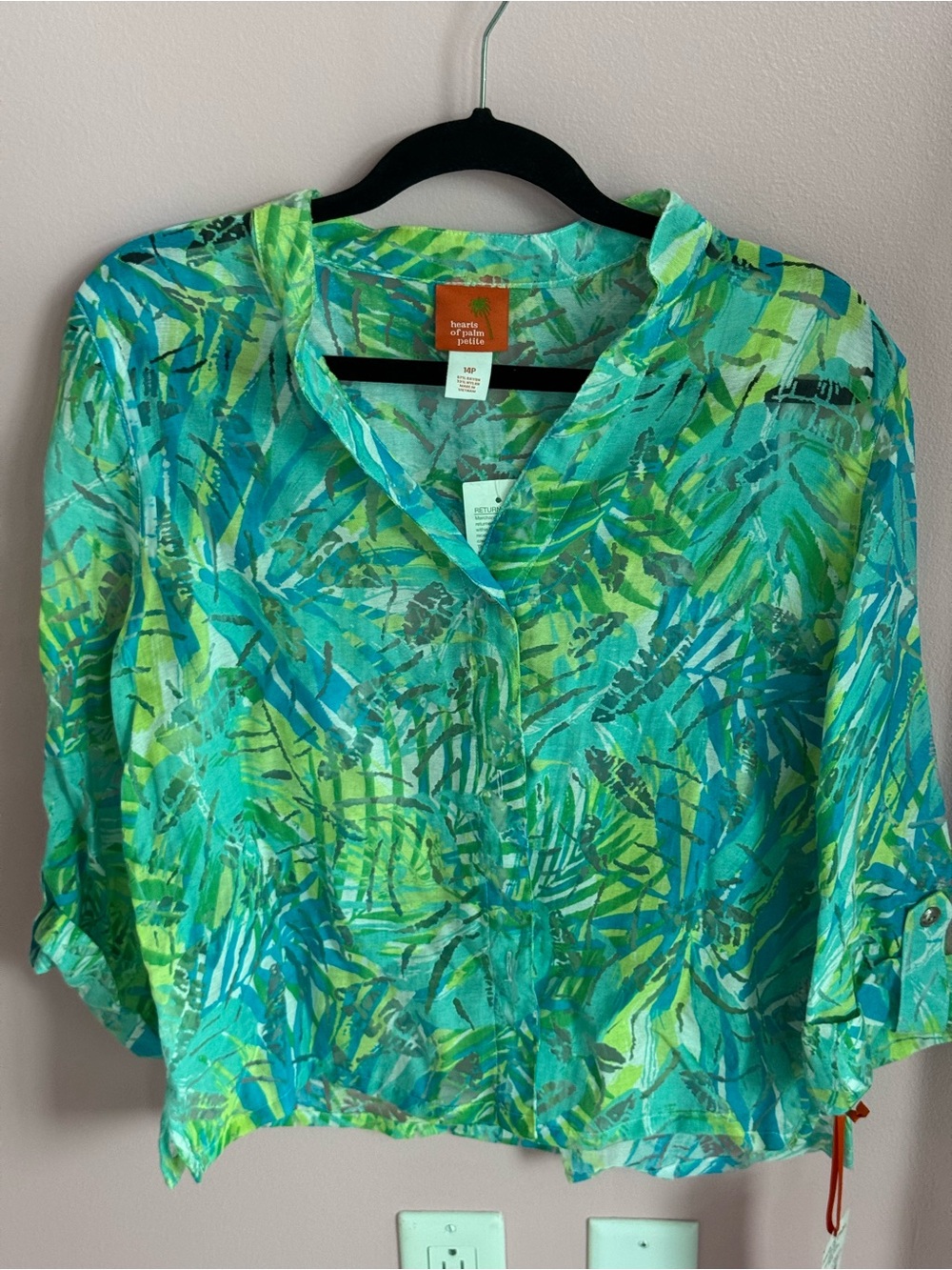 Lightweight Green Printed Button-Front Women's Top